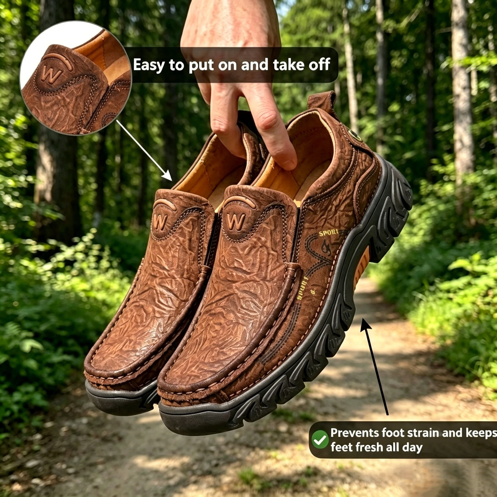 Tan Leather Sporty - Ailongcity® Slip-On Casual Shoes: Artisan Craftsmanship with Rugged Comfort for Active Lifestyles