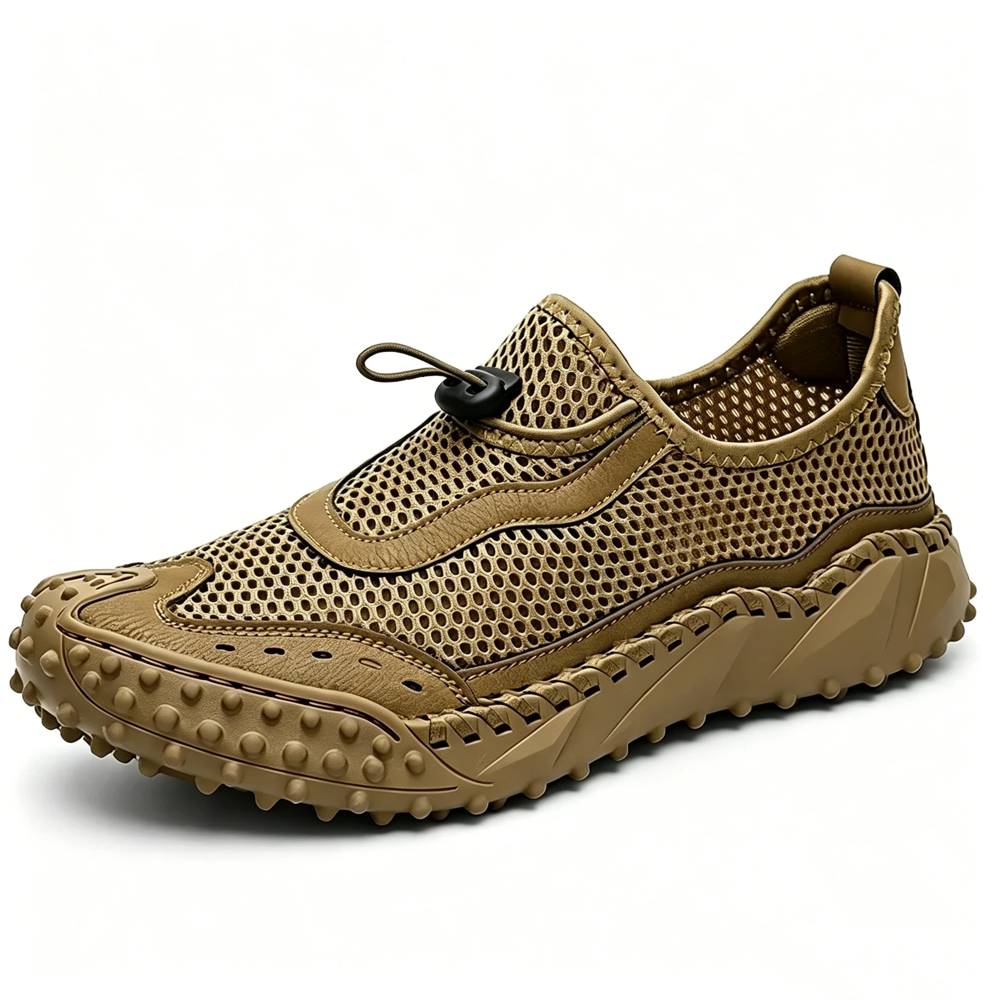 Khaki Mesh - Ailongcity® Adjustable Outdoor Sneakers Max Breathability with Rugged Traction for Summer Adventures