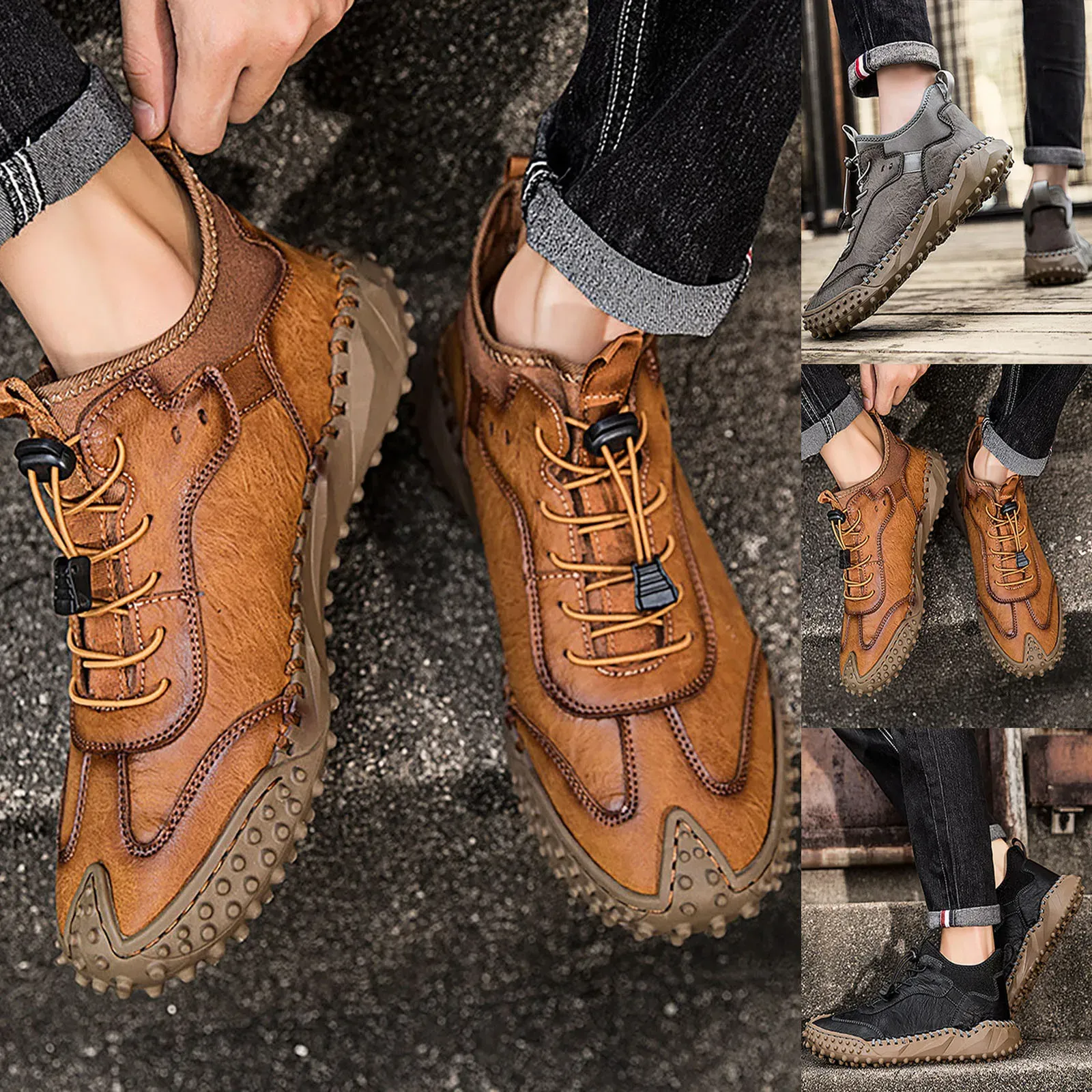 Ailongcity® Men's Soft Non-slip Handmade Genuine Leather Socks Shoes