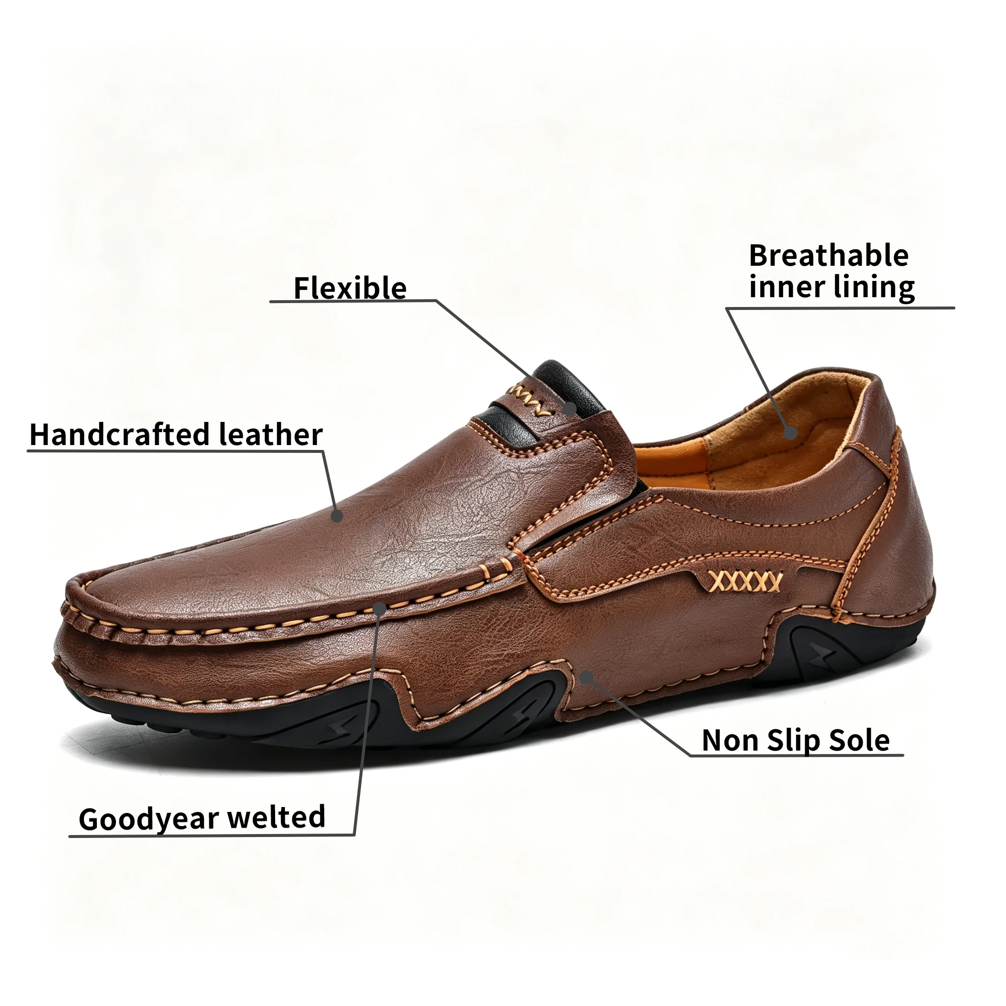 Tan Classic - Ailongcity® Slip-On Driving Loafers Timeless Craftsmanship for Effortless Urban Mobility