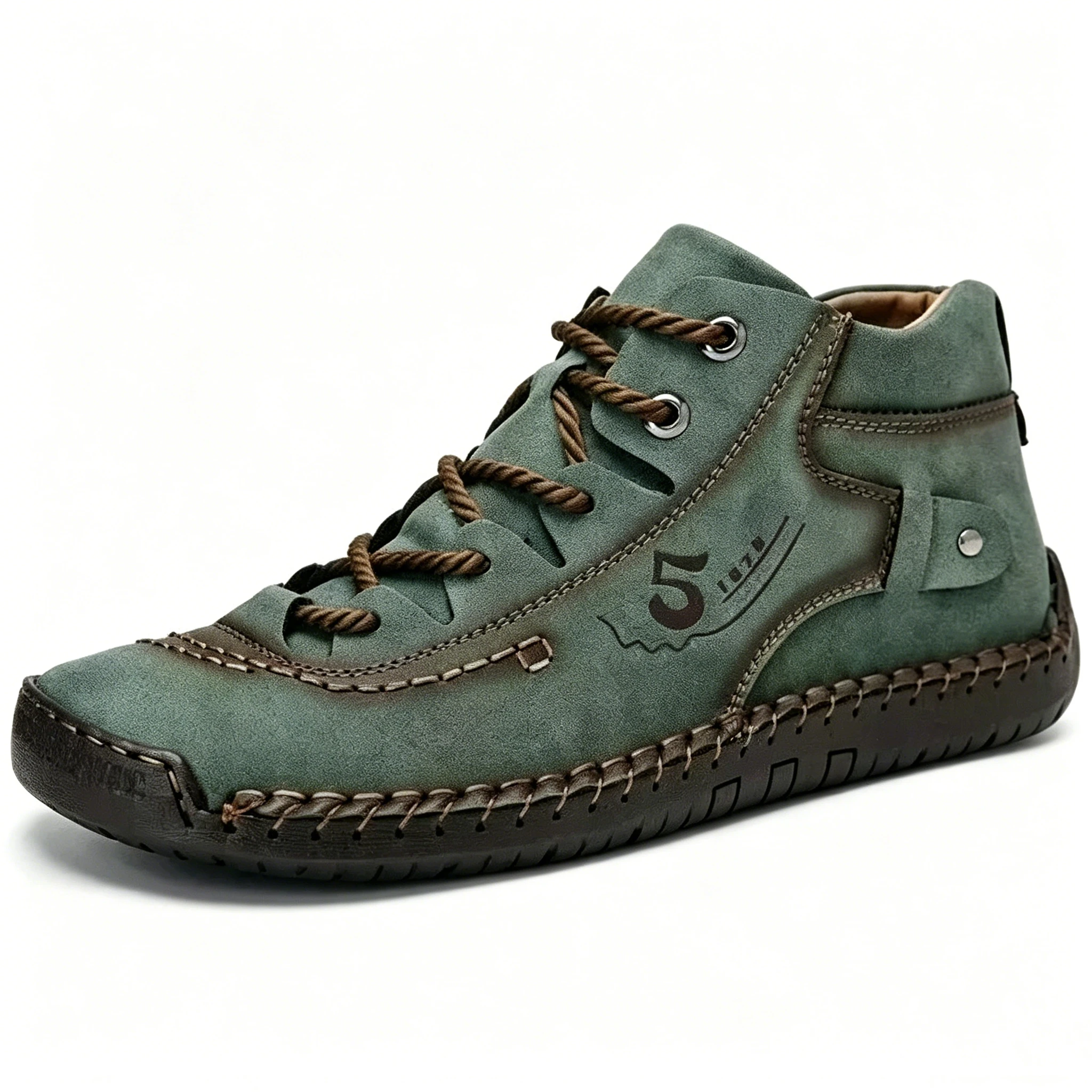 Tan Vintage - Ailongcity® Lace-Up Ankle Boots: Retro Charm with Rugged Versatility
