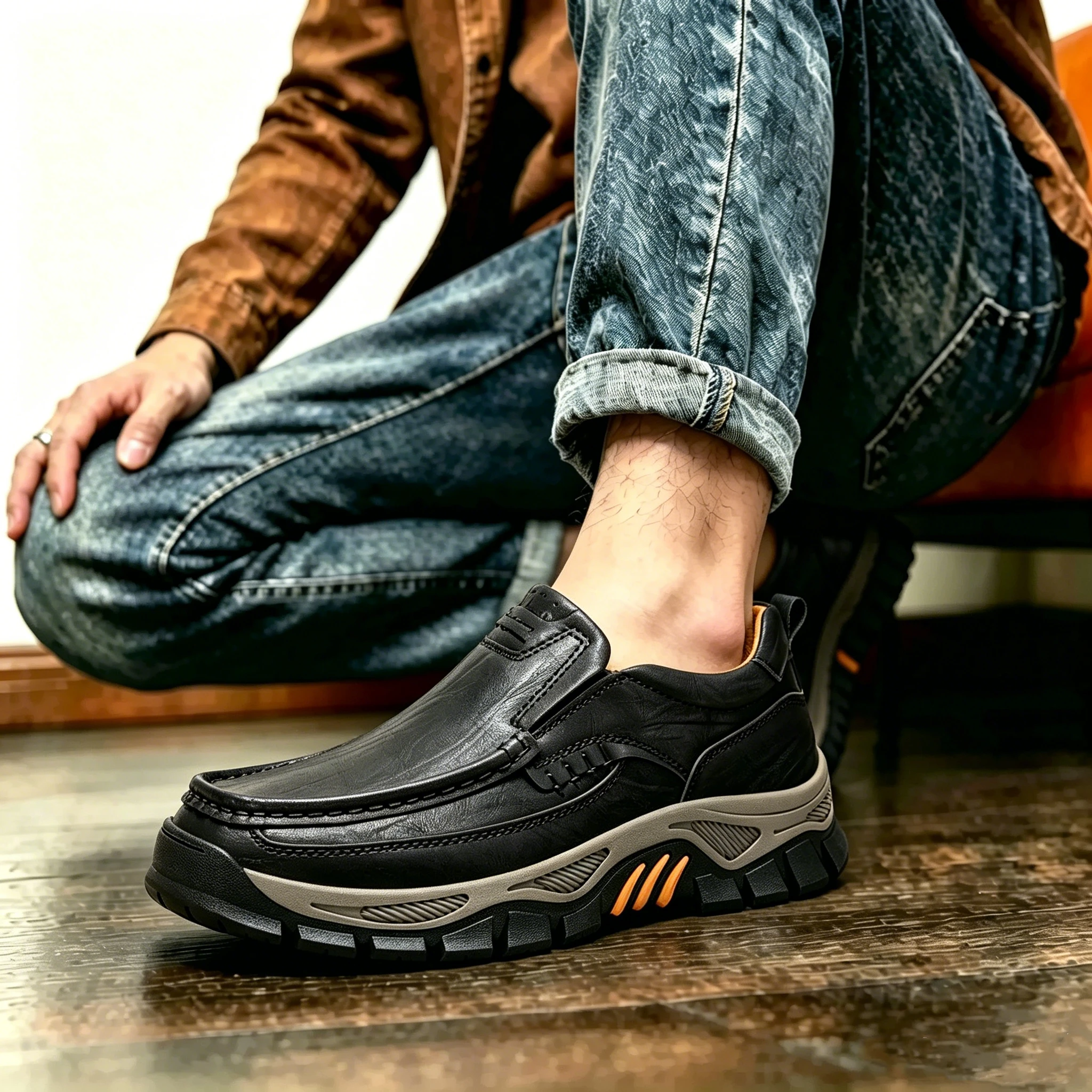 ⏰Last Day! 45% OFF  🔥AILONGCITY® Men's Genuine Leather Outdoor Casual Hiking Shoes – Versatile for City Walks & Trail Adventures