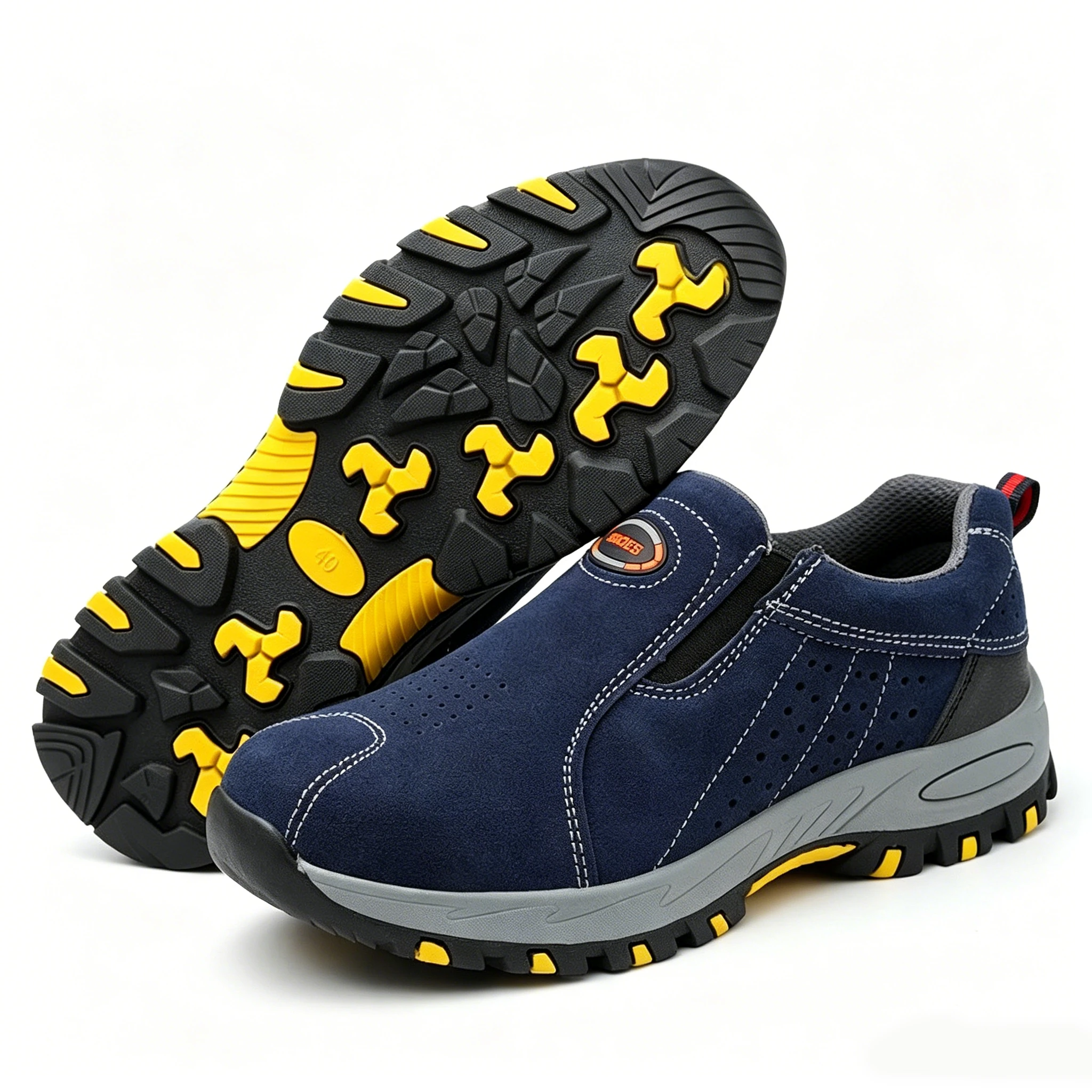 Navy Suede - Ailongcity® Slip-On Work Safety Sneakers Breathable Protection with Rugged Traction for Industrial Environments