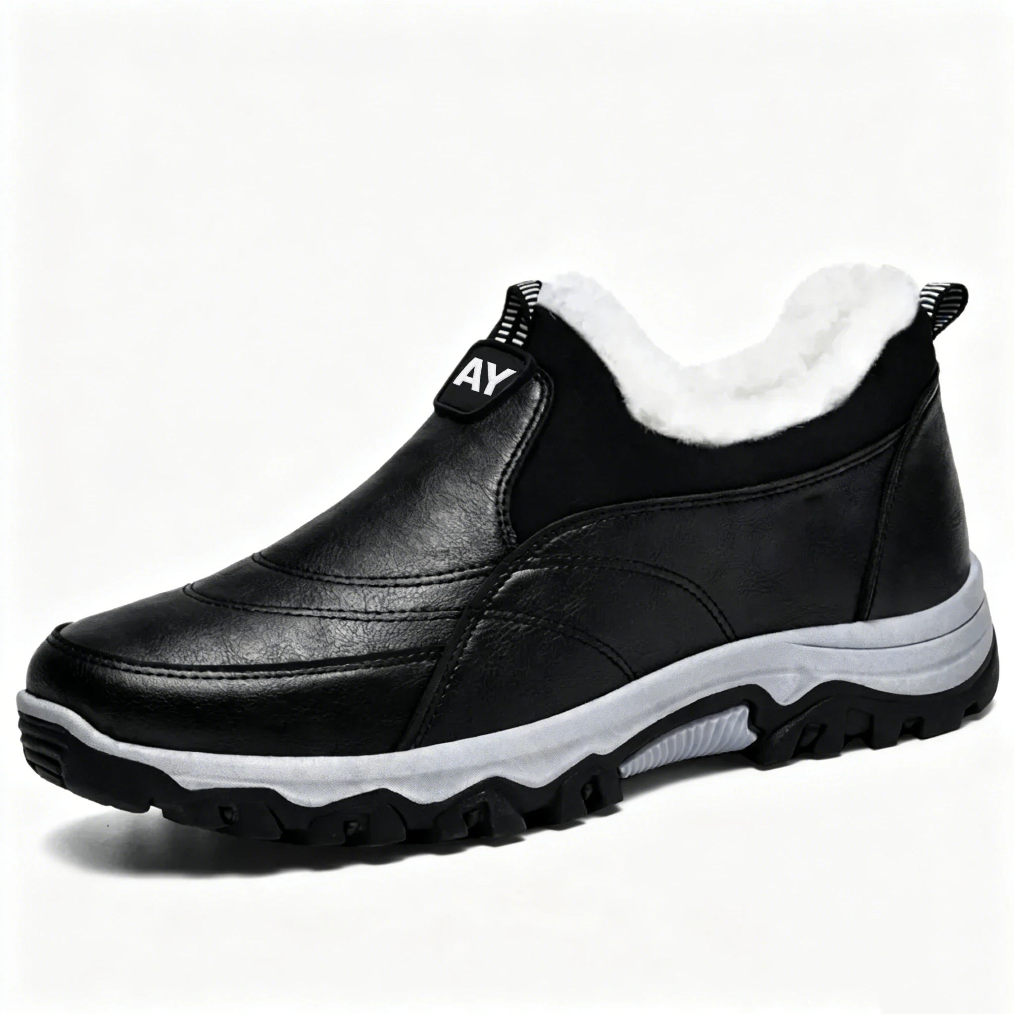 Fleece-Lined - Ailongcity® Brown Leather Winter Slip-On Boots: Rugged Warmth with Effortless Style for Cold-Weather Adventures