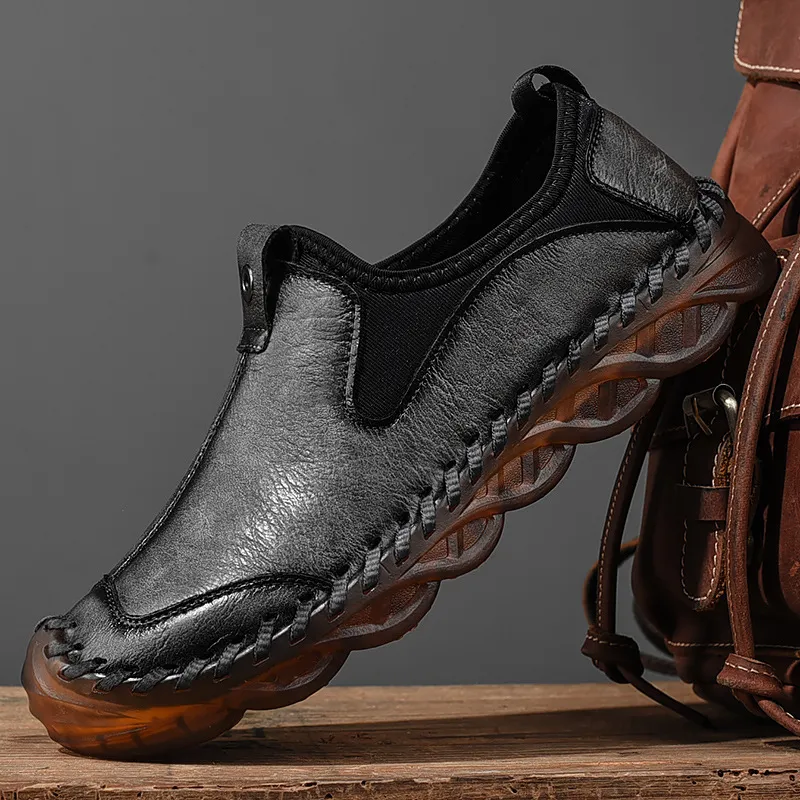 Ailongcity®Men's Handcrafted Genuine Leather Moccasins Foot Wear