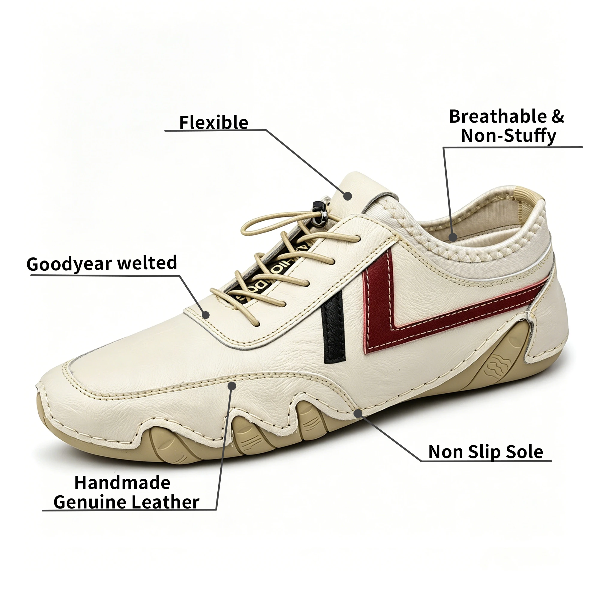 Creamy Leather - Ailongcity® Sporty Driving Shoes: Bold Accent Detailing for Dynamic Urban Style