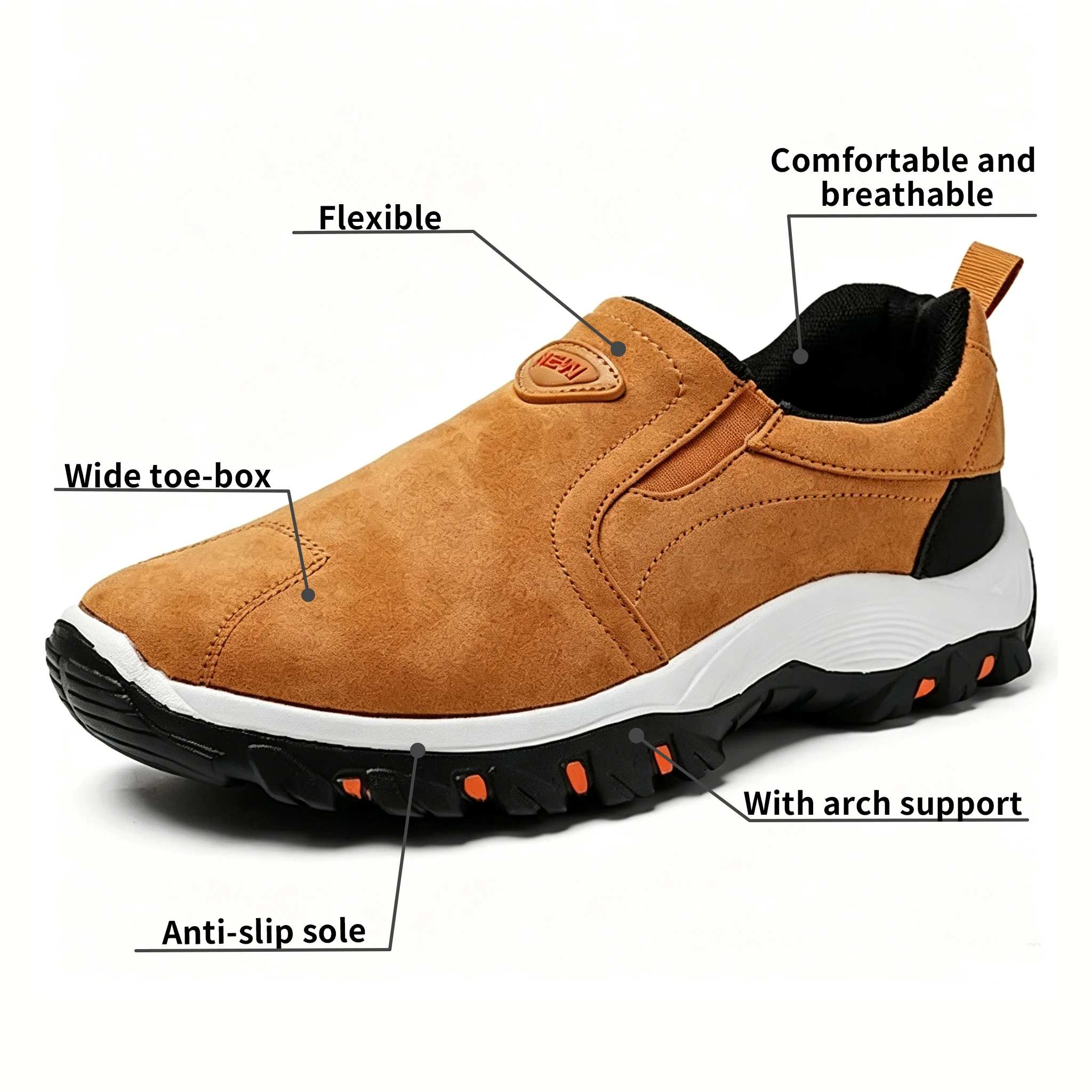 Tan Suede - Ailongcity® Slip-On Outdoor Hiking Sneakers: Effortless Trail Style with Rugged Traction for Adventure Enthusiasts