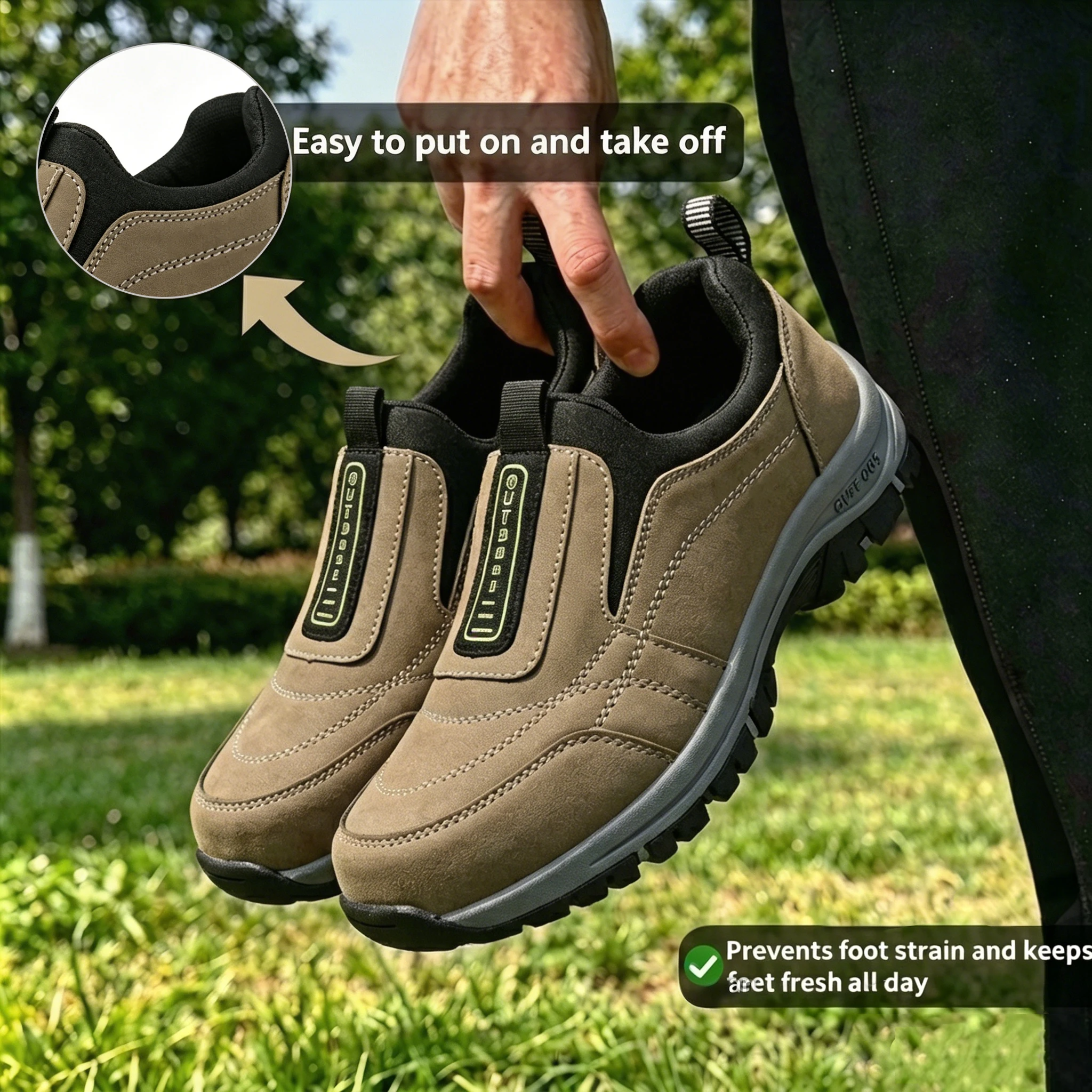 Blue Slip-On - Ailongcity® Outdoor Hiking Sneakers Effortless Trail Readiness with Rugged Performance Design