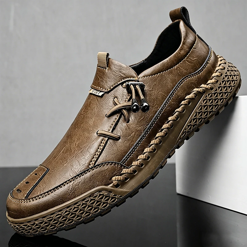 Olive Crafted - Ailongcity® Slip-On Casual Shoes: Artisan Detailing with Effortless Wearability