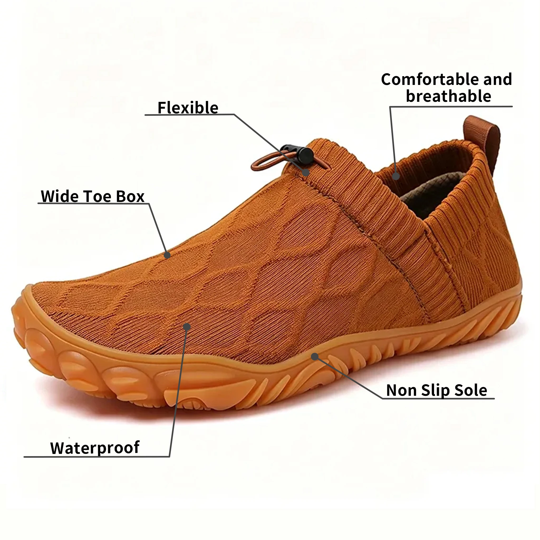Tan Knit - Ailongcity® Adjustable Slip-On Outdoor Sneakers: Adaptive Knit Comfort with Rugged Grip for Active Explorers