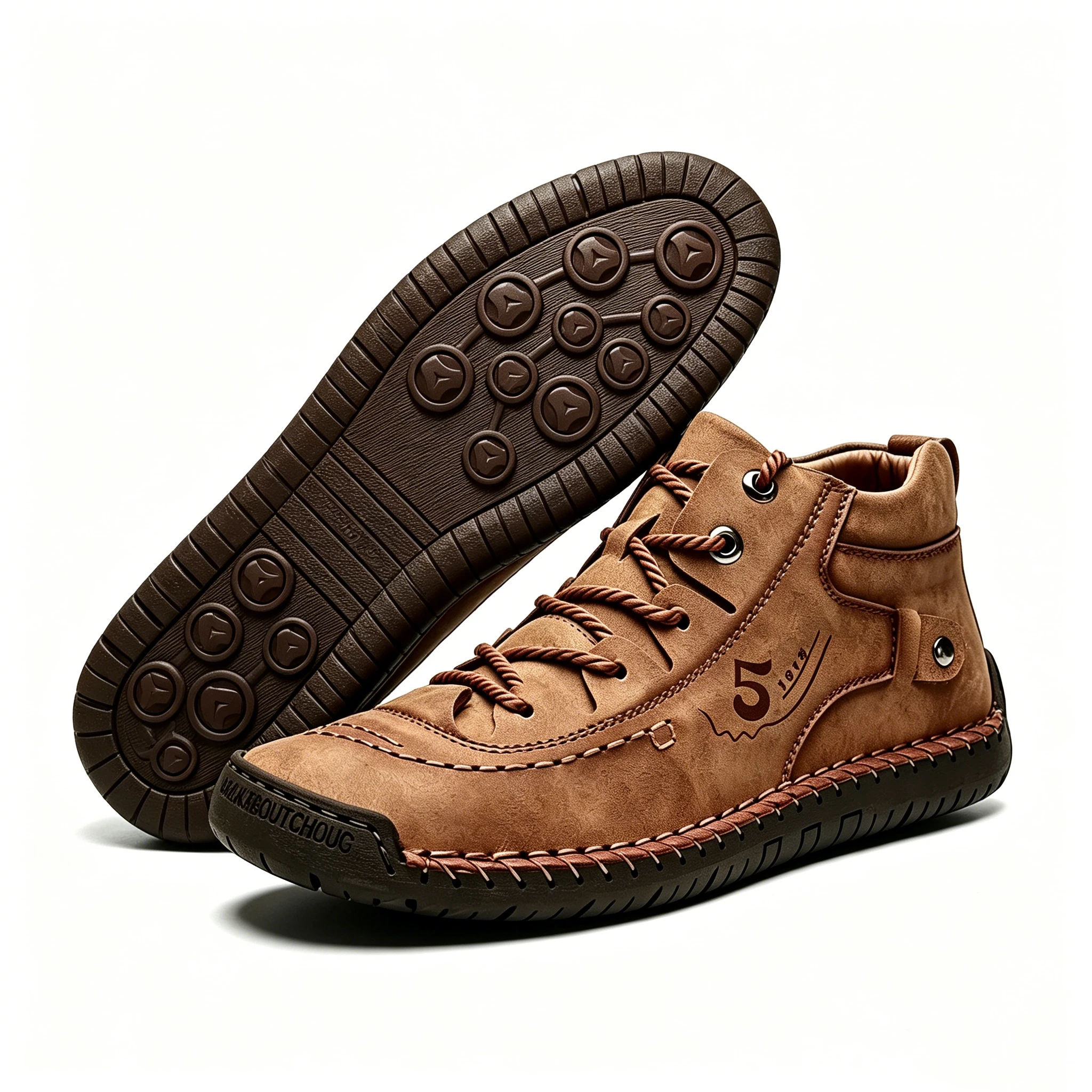 Tan Vintage - Ailongcity® Lace-Up Ankle Boots: Retro Charm with Rugged Versatility
