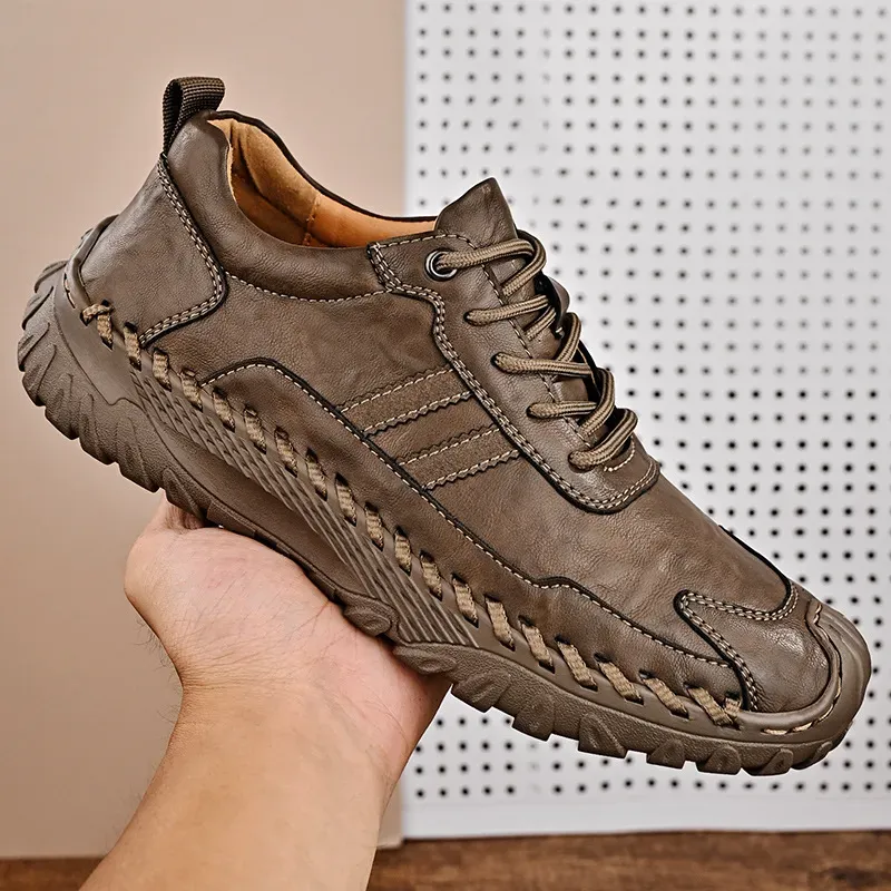 Ailongcity®Men's All Season Handcrafted Genuine Leather Outdoors Durable Soft Sole Anti Slip Shoes