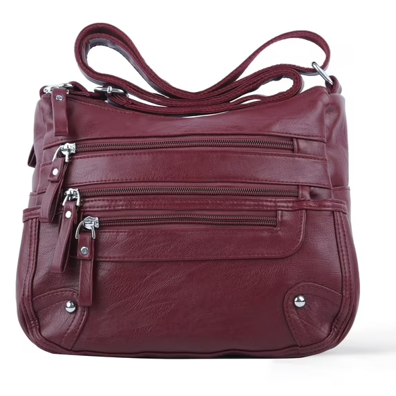 Ailongcity 10 Pockets Crossbody Purses for Women Medium Pocketbooks Lightweight Ladies Satchel Bag Multi Pocket Shoulder Handbag