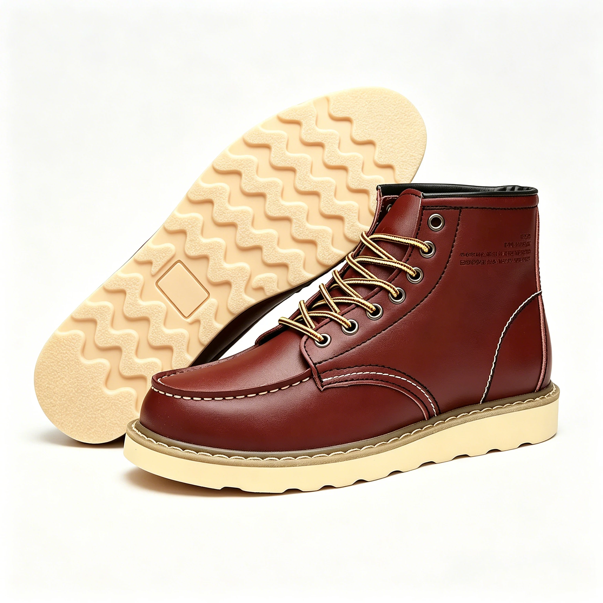 Burgundy Classic - Ailongcity® Lace-Up Work Boots: Timeless Toughness with Retro Flair
