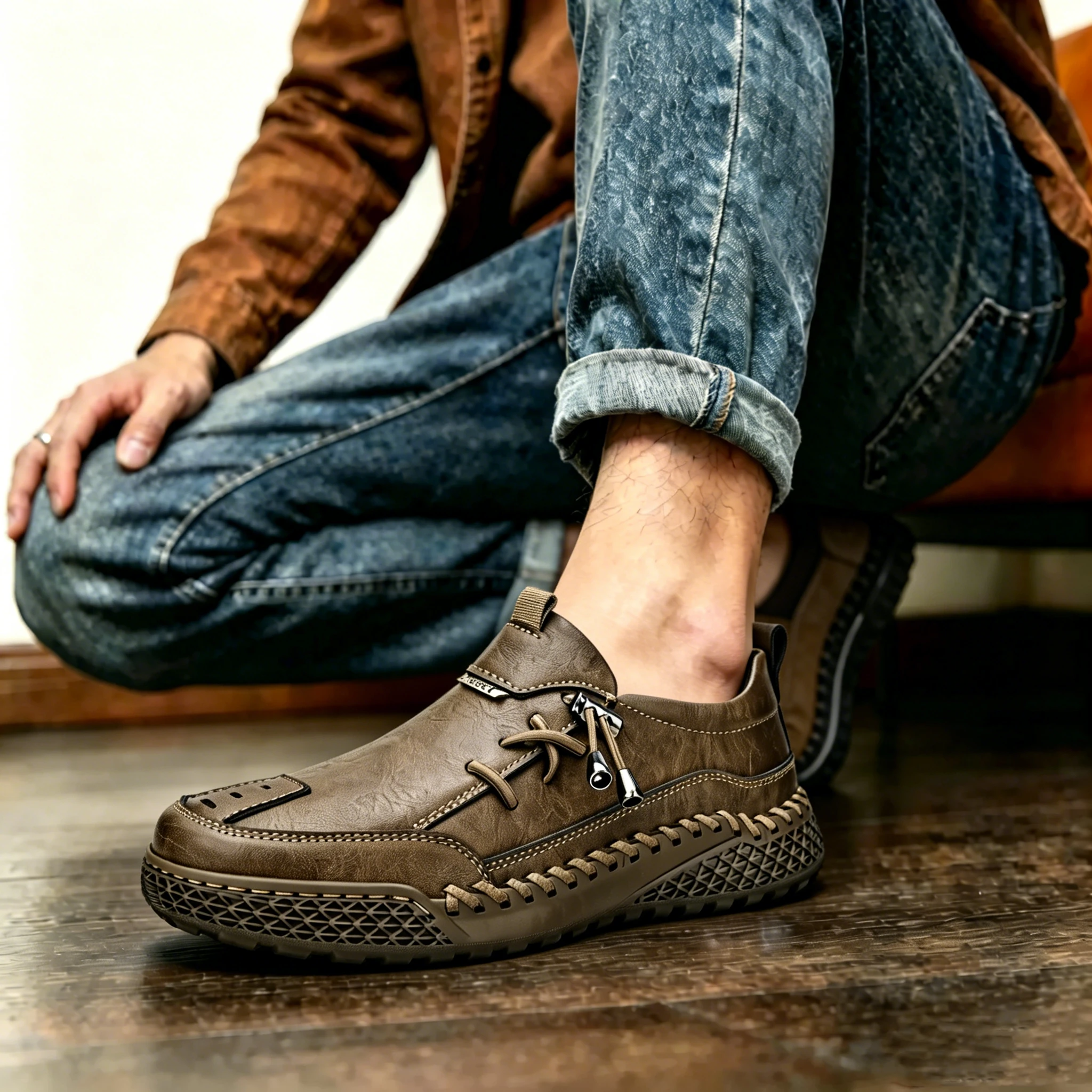 Olive Crafted - Ailongcity® Slip-On Casual Shoes: Artisan Detailing with Effortless Wearability