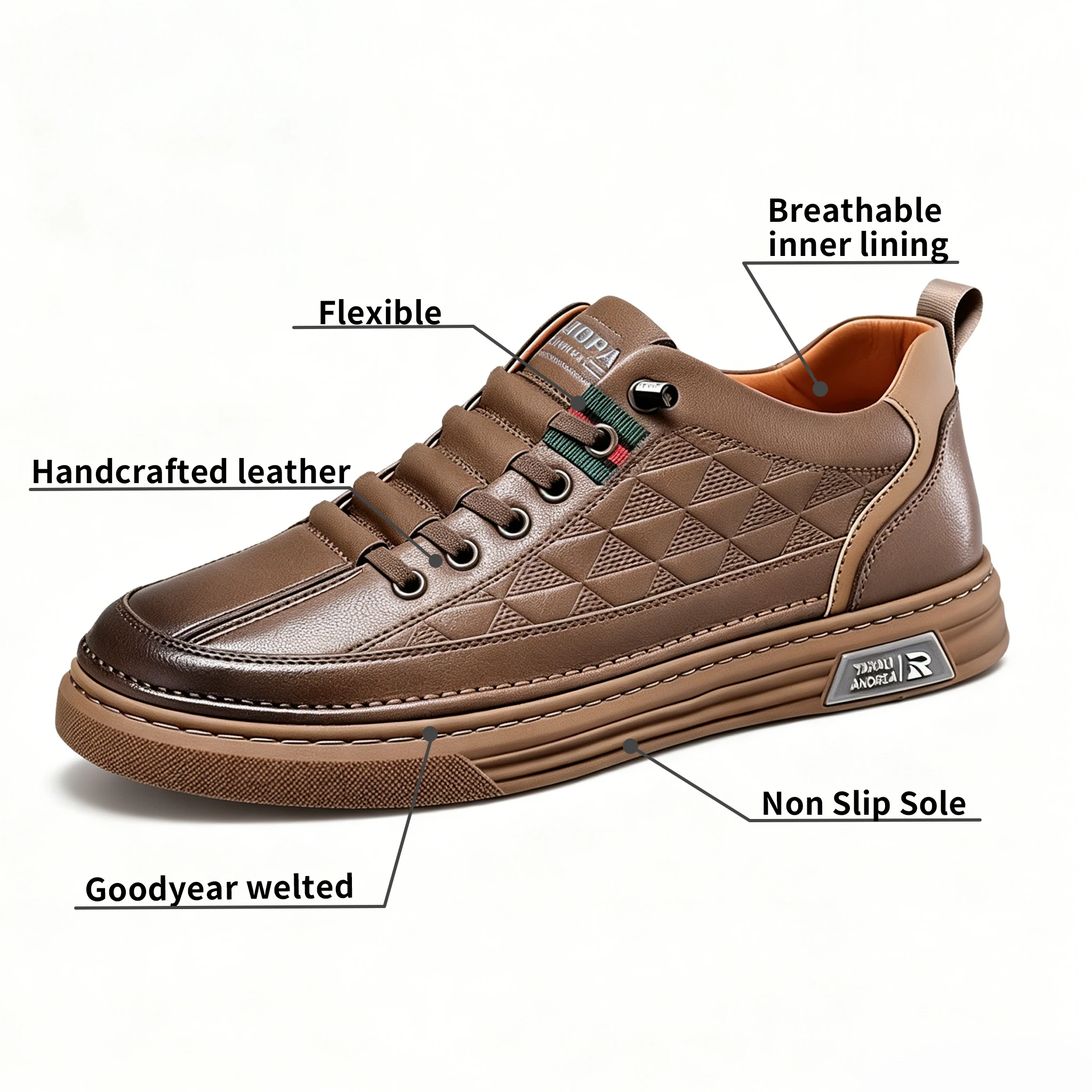 Black Chic - Ailongcity® Patterned Lace-Up Sneakers: Sophisticated Street Style with Signature Detailing