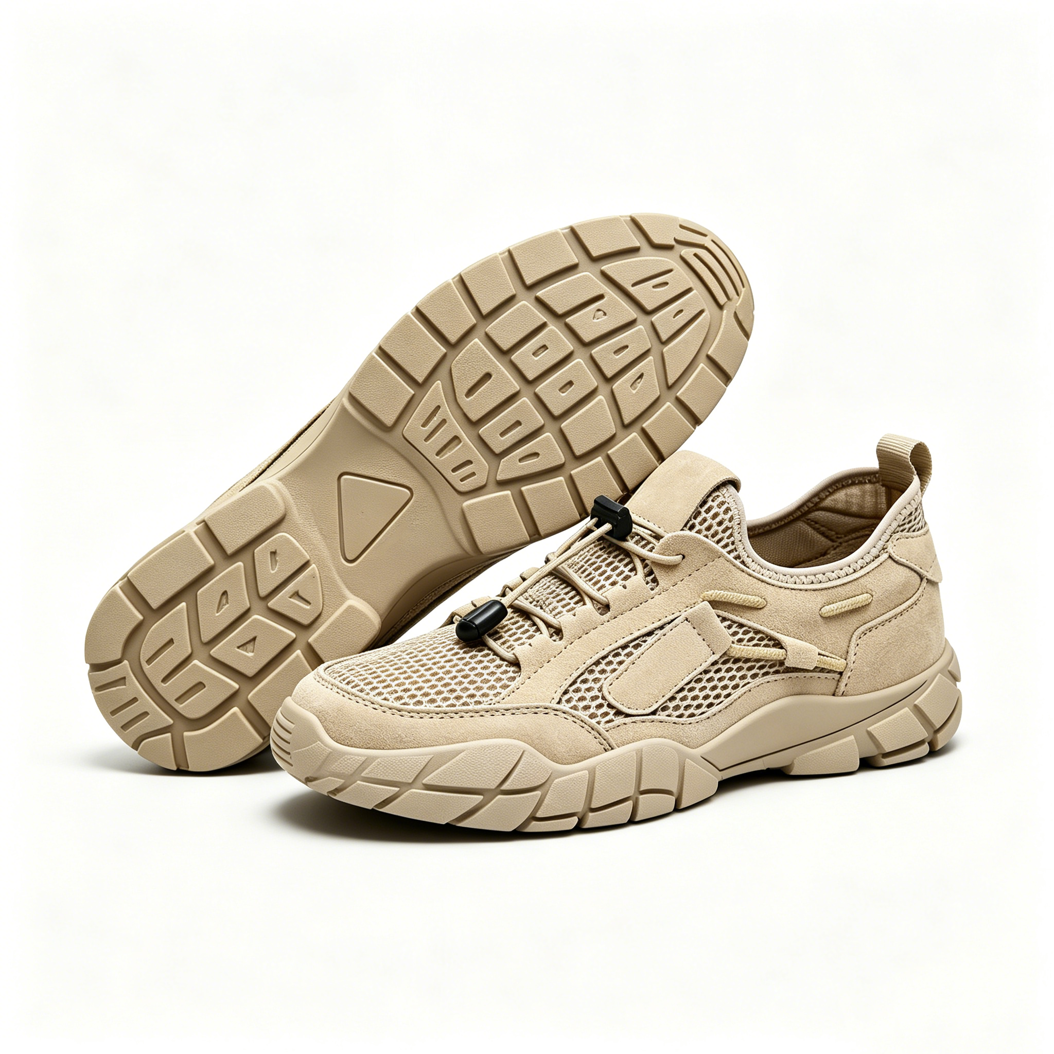 New Arrival – Beige Mesh Ailongcity® Adjustable Outdoor Sneakers: Max Breathability & Rugged Traction for Summer Adventures
