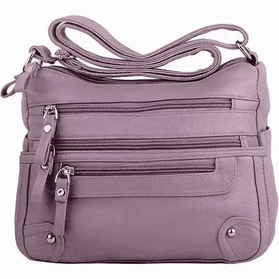 Ailongcity 10 Pockets Crossbody Purses for Women Medium Pocketbooks Lightweight Ladies Satchel Bag Multi Pocket Shoulder Handbag