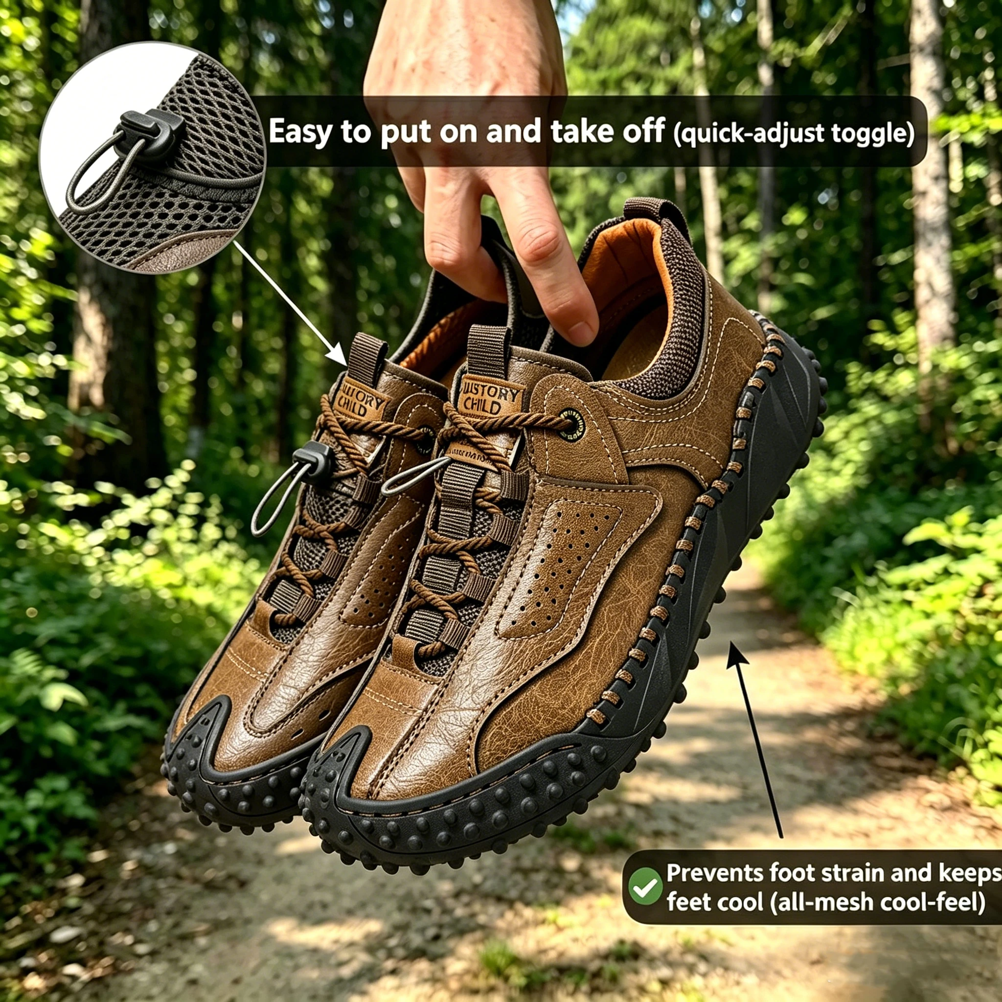 Rugged Grip - Ailongcity® Outdoor Brown Sneakers: Trail-Ready Toughness with Artisan Craftsmanship co-Friendly Leather Orthopedic Shoes