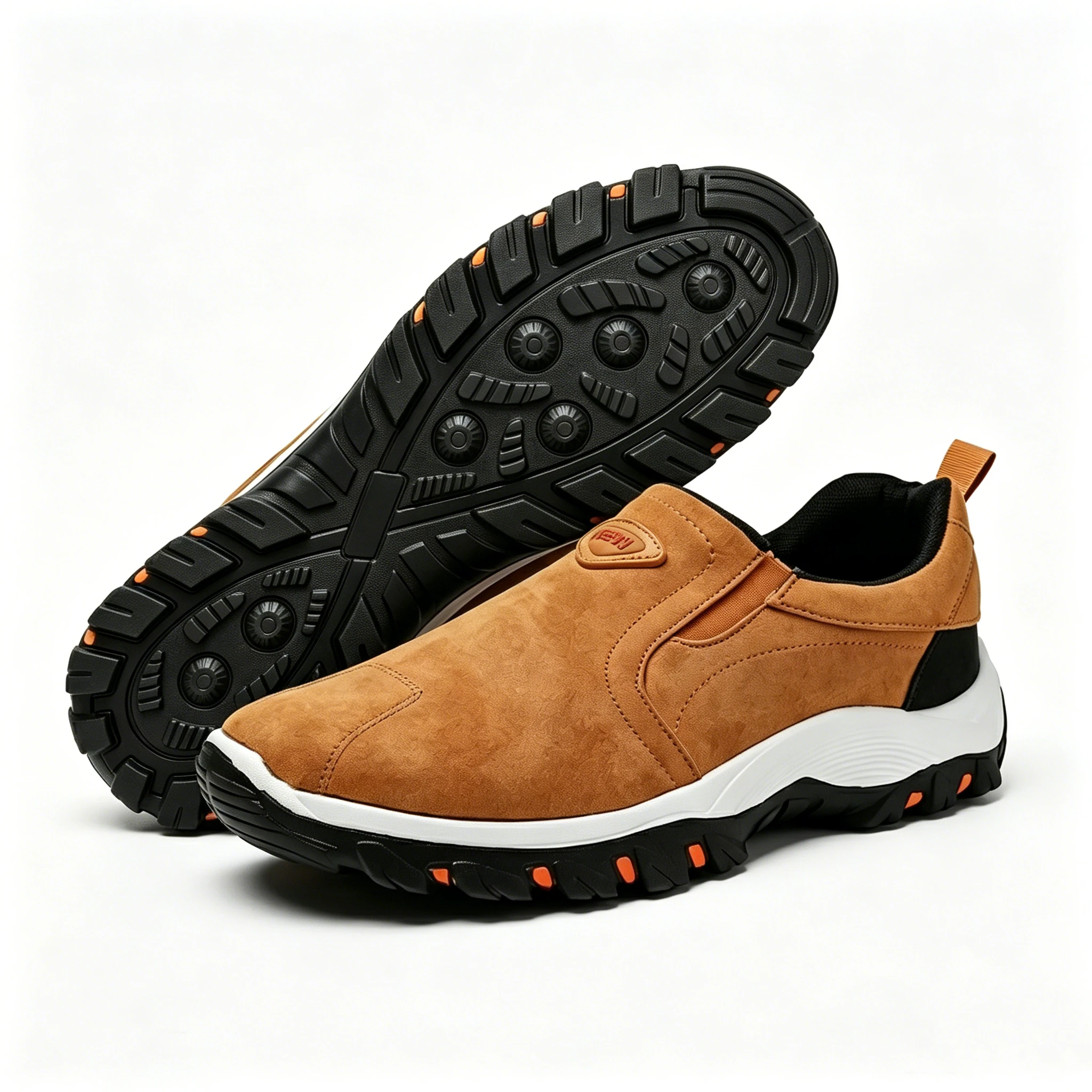 Tan Suede - Ailongcity® Slip-On Outdoor Hiking Sneakers: Effortless Trail Style with Rugged Traction for Adventure Enthusiasts