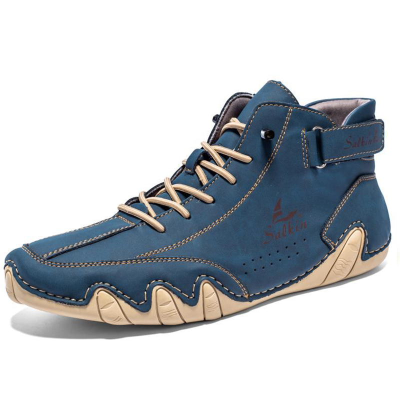 Salkin Azure - Ailongcity® Artisan High-Tops: Handcrafted Leather Design for Bold Urban Sophistication