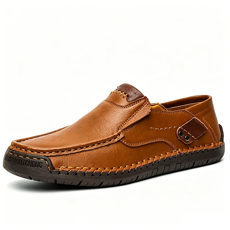 Brown Craft Loafer - Ailongcity® Timeless Leather Comfort for Effortless Daily Eleganc Men's Handmade Genuine Leather Slip-On Loafers by Ailongcity®