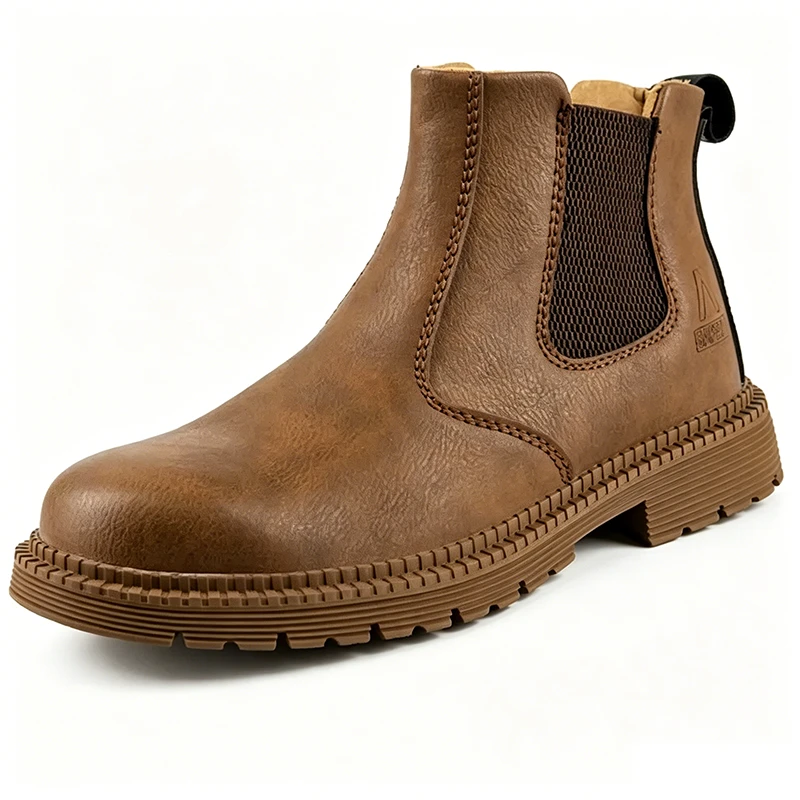 Rugged Shield - Ailongcity® Chelsea Safety Boots: Blend of Style and Industrial Protection Winter Boots For Work Oil-proof Safety Orthopedic Shoes