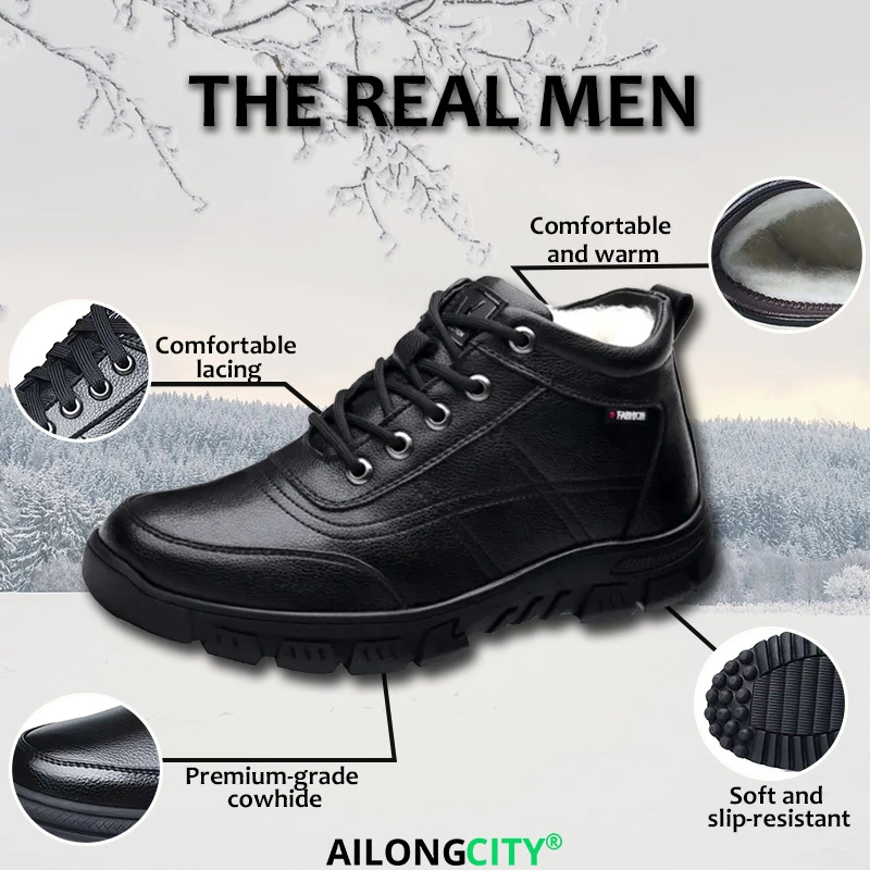 Ailongcity®Handcrafted Orthopedic Winter Leather Snow Boots for Men