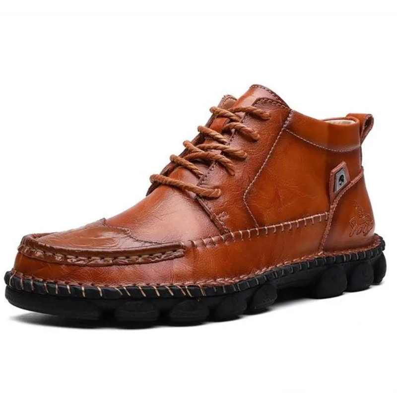 Tan Crafted - Ailongcity® Leather Lace-Up Ankle Boots Artisan Style Meets Durable Comfort