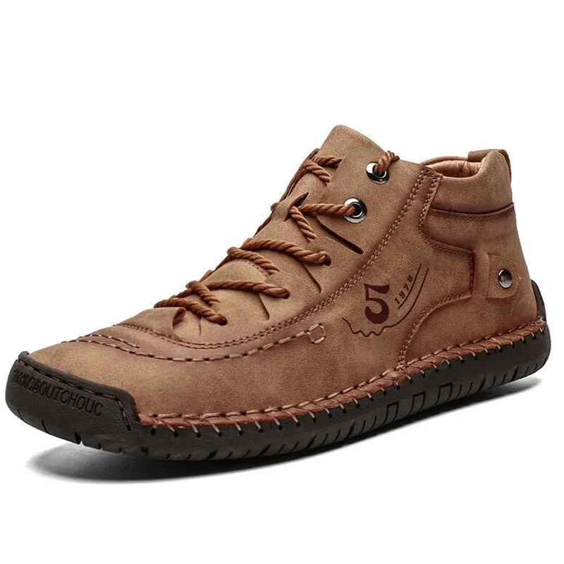 Tan Vintage - Ailongcity® Lace-Up Ankle Boots: Retro Charm with Rugged Versatility