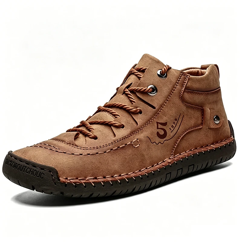 Tan Vintage - Ailongcity® Lace-Up Ankle Boots: Retro Charm with Rugged Versatility