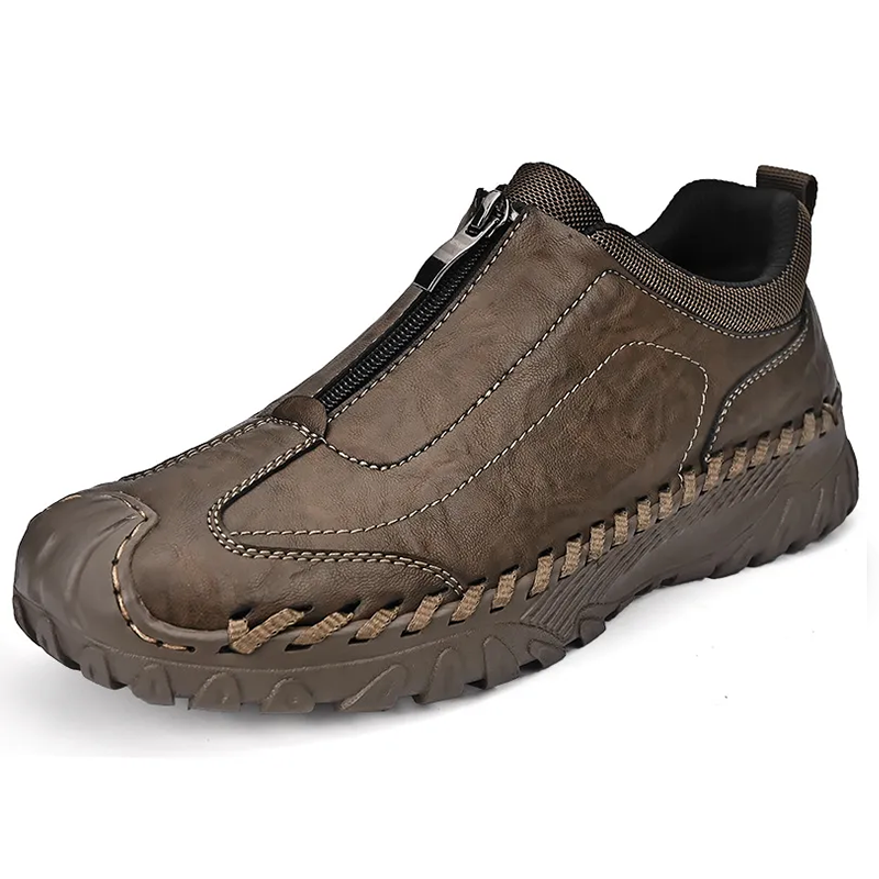 Brown Artisan - Ailongcity® Zippered Outdoor Shoes: Handcrafted Durability for Adventure