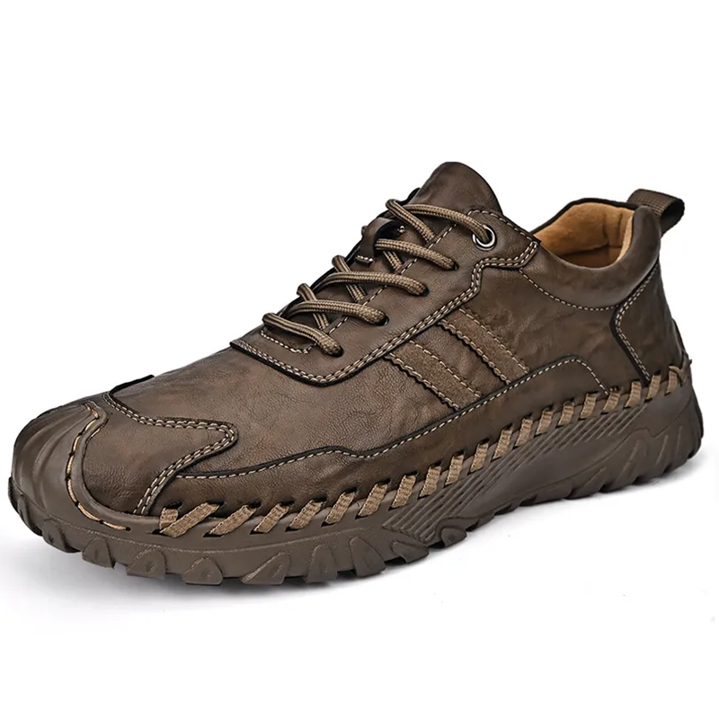 Hand-stitched - Ailongcity® Lace-Up Outdoor Brown  Shoes: Rugged Craftsmanship for Everyday Exploration