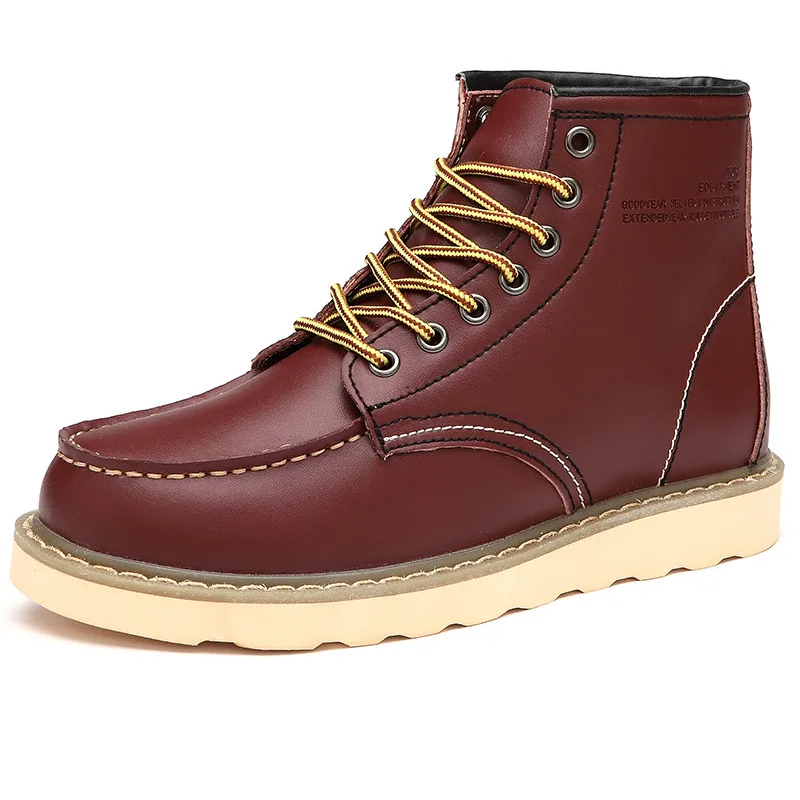 Burgundy Classic - Ailongcity® Lace-Up Work Boots: Timeless Toughness with Retro Flair