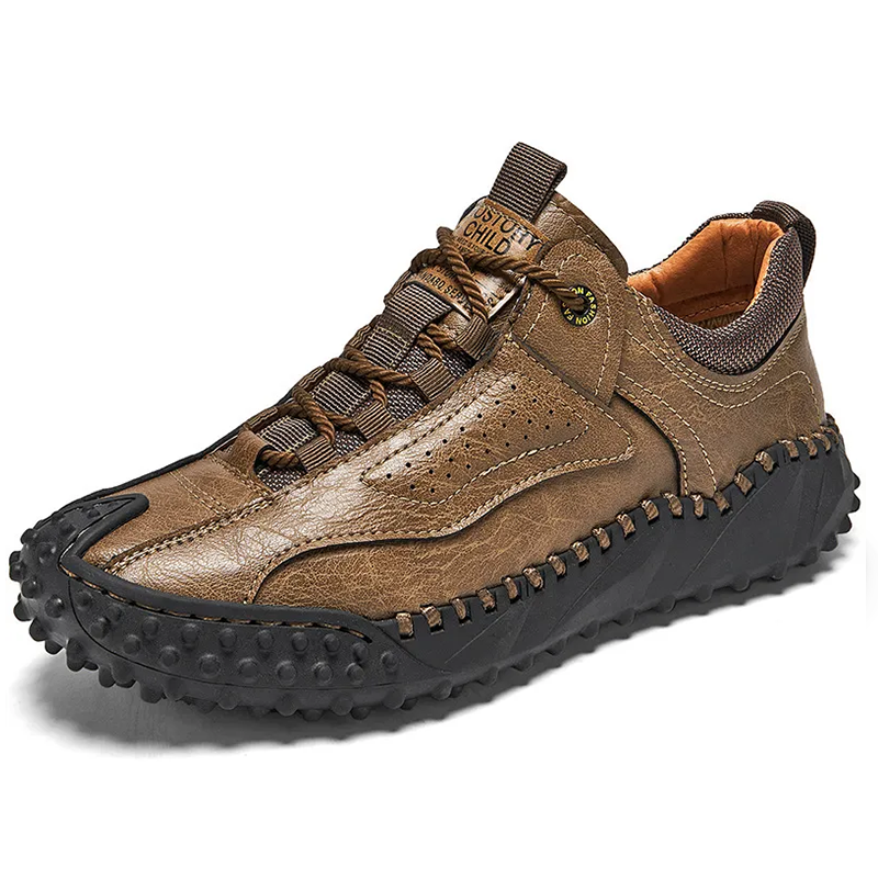 Rugged Grip - Ailongcity® Outdoor Brown Sneakers: Trail-Ready Toughness with Artisan Craftsmanship co-Friendly Leather Orthopedic Shoes