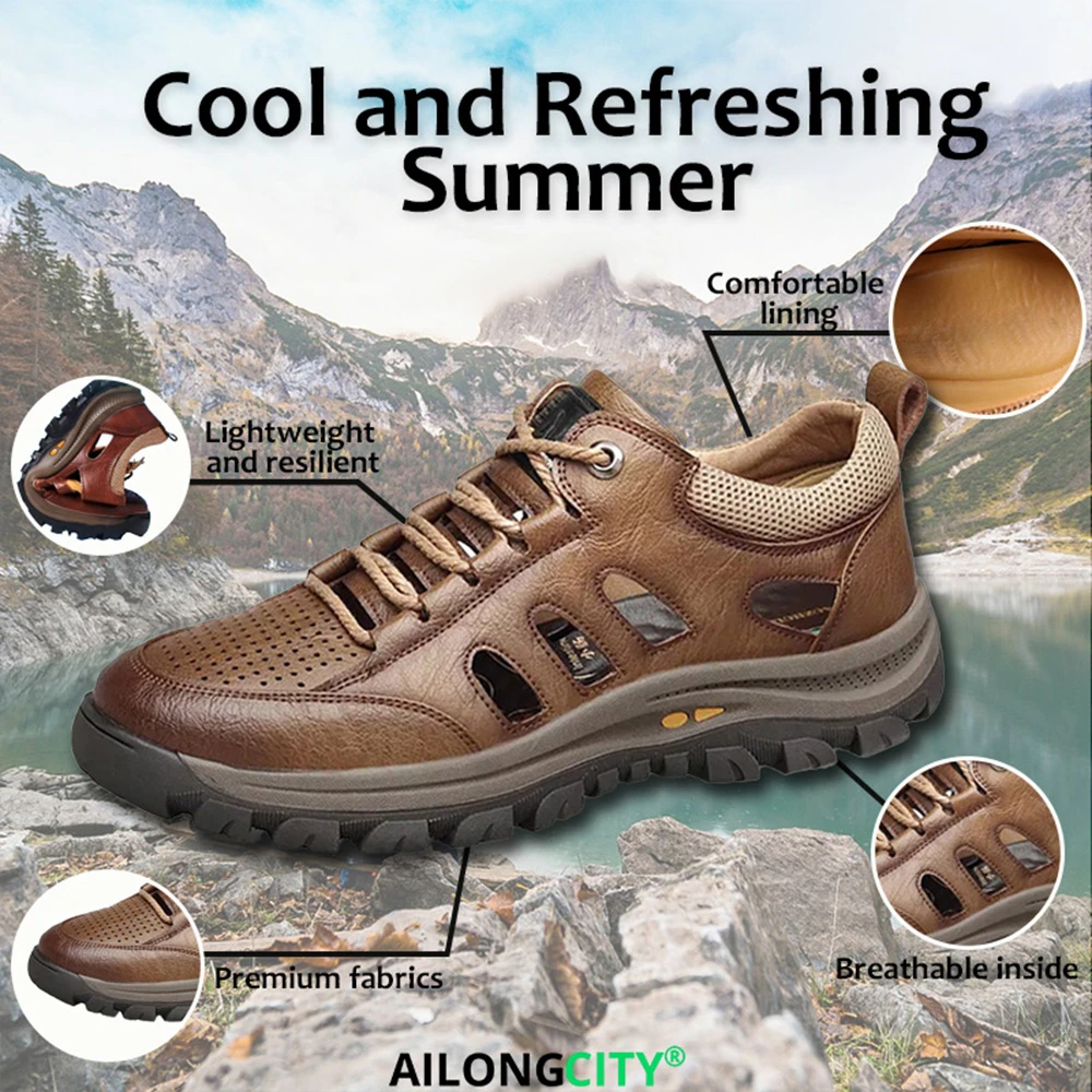 Brown Ventilated - Ailongcity® Outdoor Hiking Shoes: Breathable Design for Trail Conquests