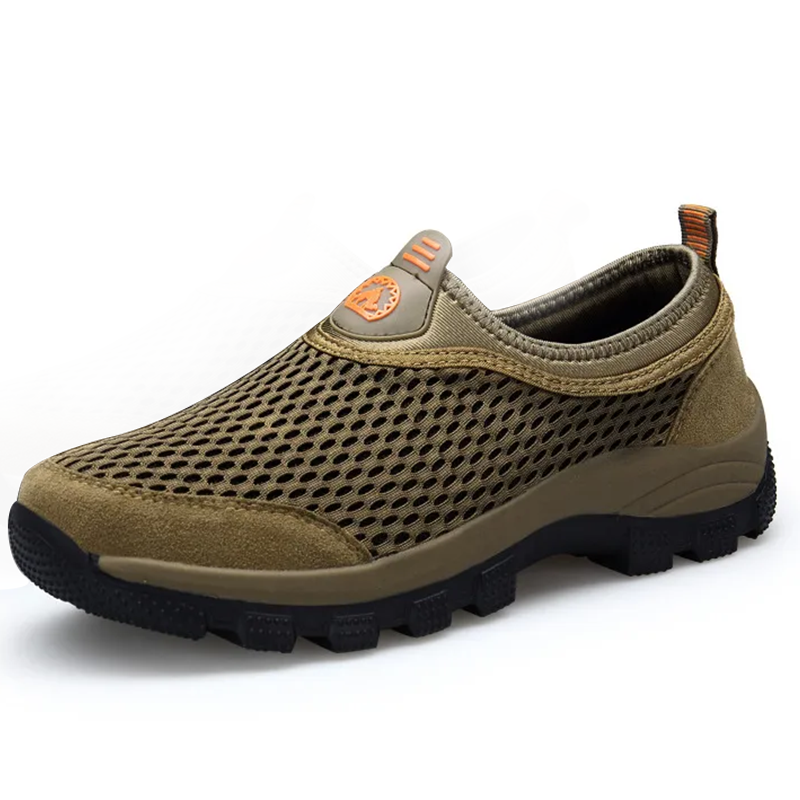 Khaki Mesh - Ailongcity® Slip-On Outdoor Hiking Shoes Max Breathability for Trail Explorers