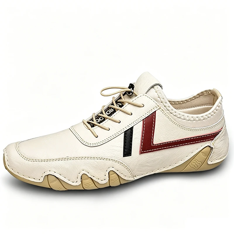 Creamy Leather - Ailongcity® Sporty Driving Shoes: Bold Accent Detailing for Dynamic Urban Style