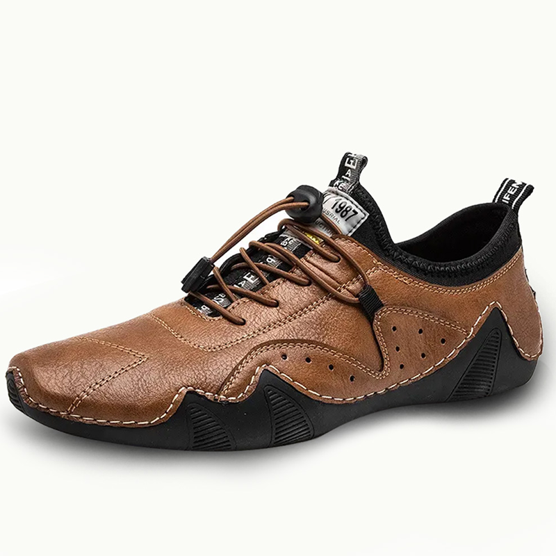 Tan Quick-Lace - Ailongcity® Crafted Casual Leather Shoes: Artisan Detailing with Effortless Wearability for Urban Explorers