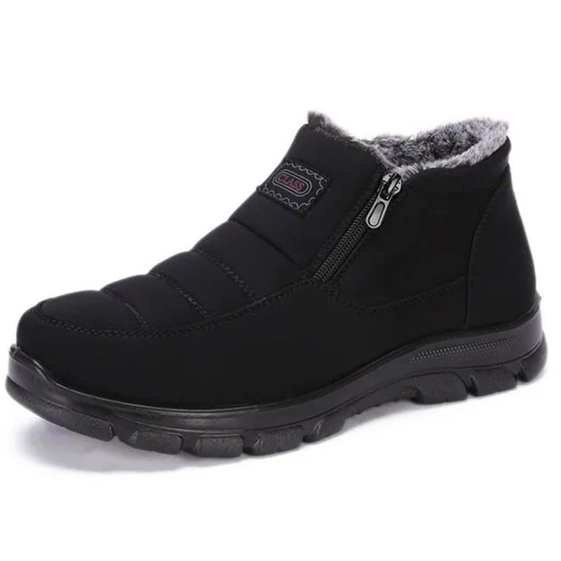 Black Fleece - Ailongcity® Lined Winter Ankle Boots Cozy Warmth with Convenient Zipper Design for Cold Days