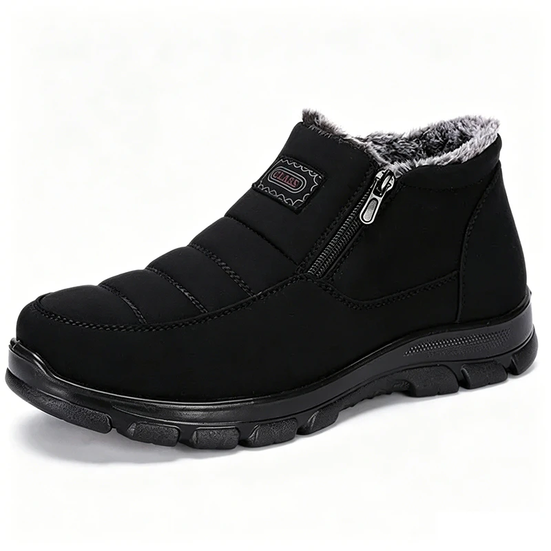 Black Fleece - Ailongcity® Lined Winter Ankle Boots Cozy Warmth with Convenient Zipper Design for Cold Days