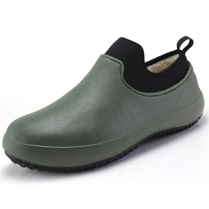 Olive Green - Ailongcity® Fleece-Lined Waterproof Slip-On Shoes: All-Weather Protection with Cozy Warmth for Outdoor Chores