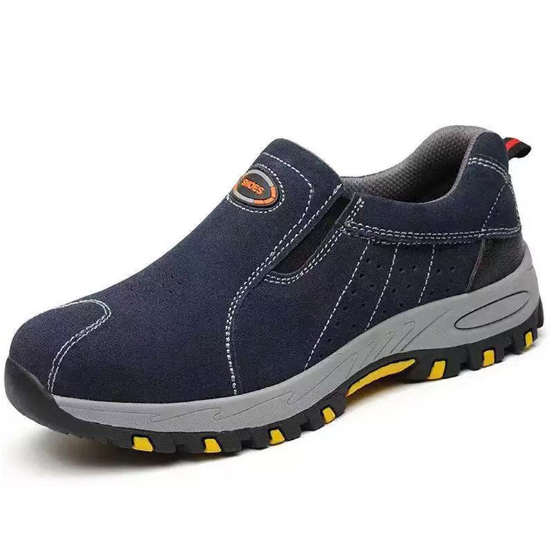 Navy Suede - Ailongcity® Slip-On Work Safety Sneakers Breathable Protection with Rugged Traction for Industrial Environments