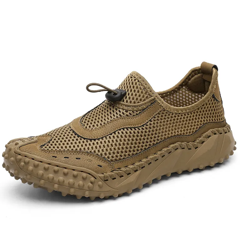 Khaki Mesh - Ailongcity® Adjustable Outdoor Sneakers Max Breathability with Rugged Traction for Summer Adventures