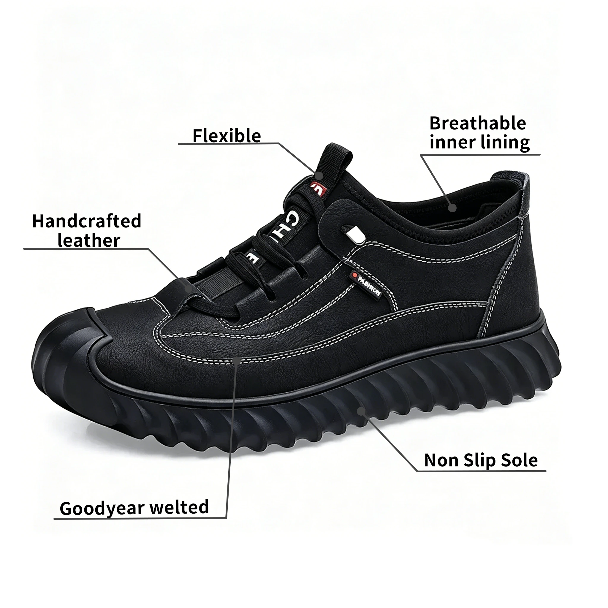 Gray Rugged - Ailongcity® Fashion Sneakers Edgy Design with Comfortable Versatility Waterproof Anti-Slip Shoes