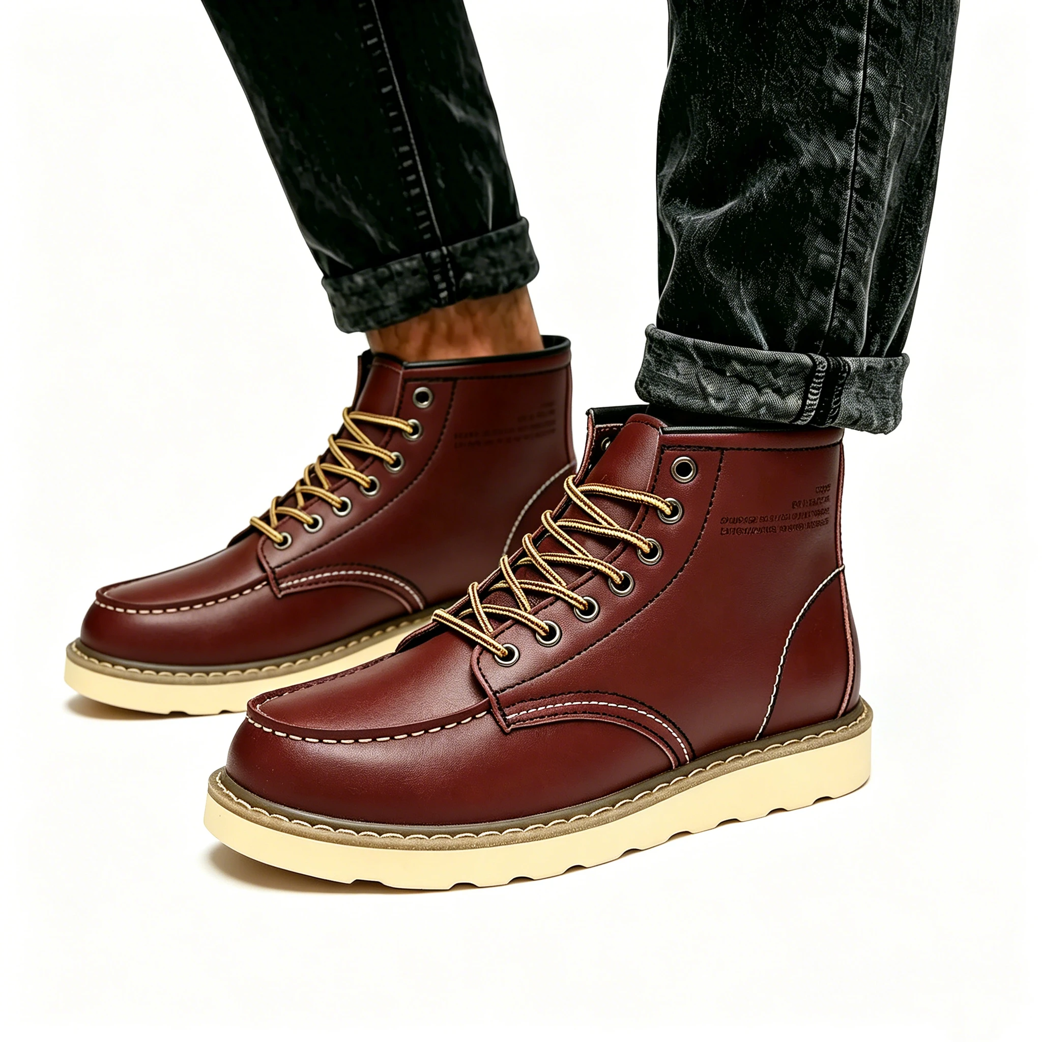 Burgundy Classic - Ailongcity® Lace-Up Work Boots: Timeless Toughness with Retro Flair