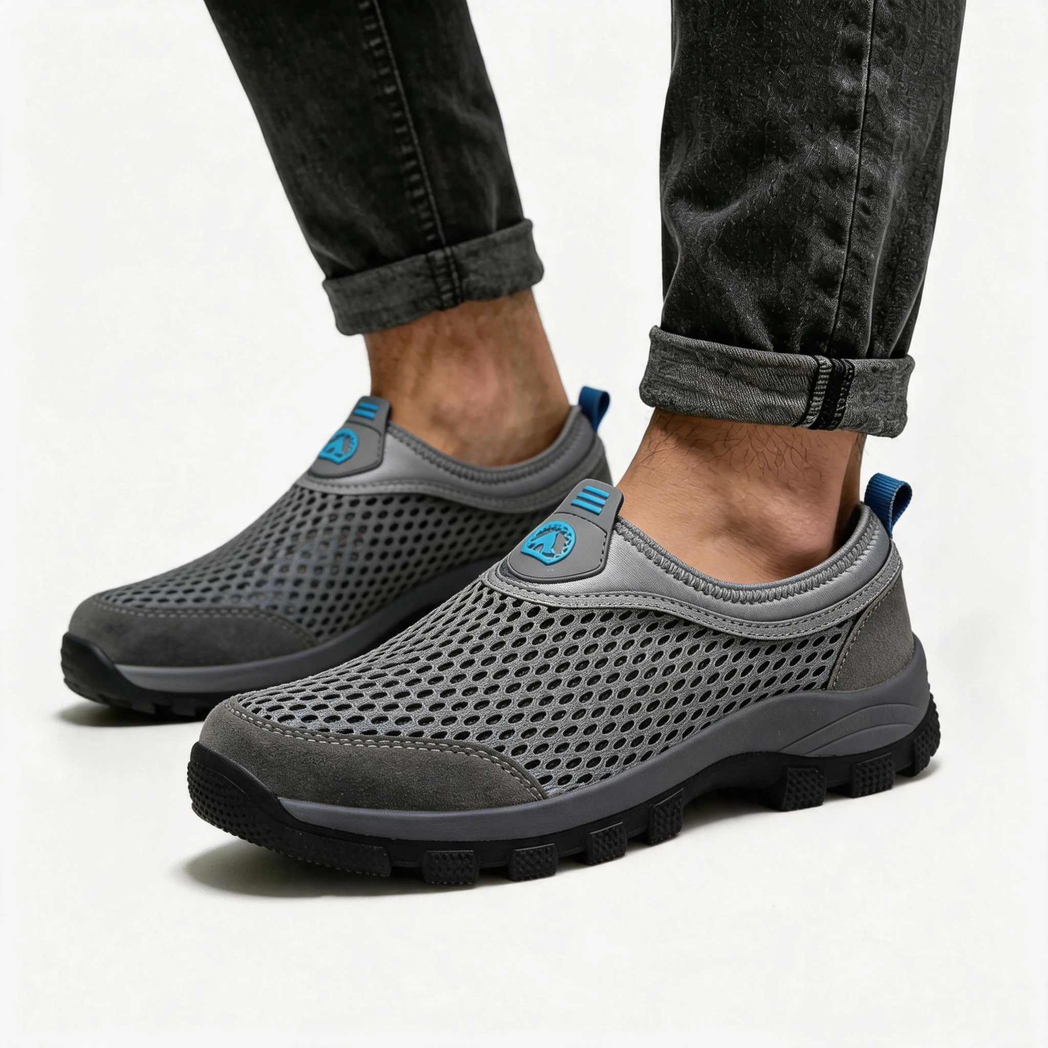 Khaki Mesh - Ailongcity® Slip-On Outdoor Hiking Shoes Max Breathability for Trail Explorers