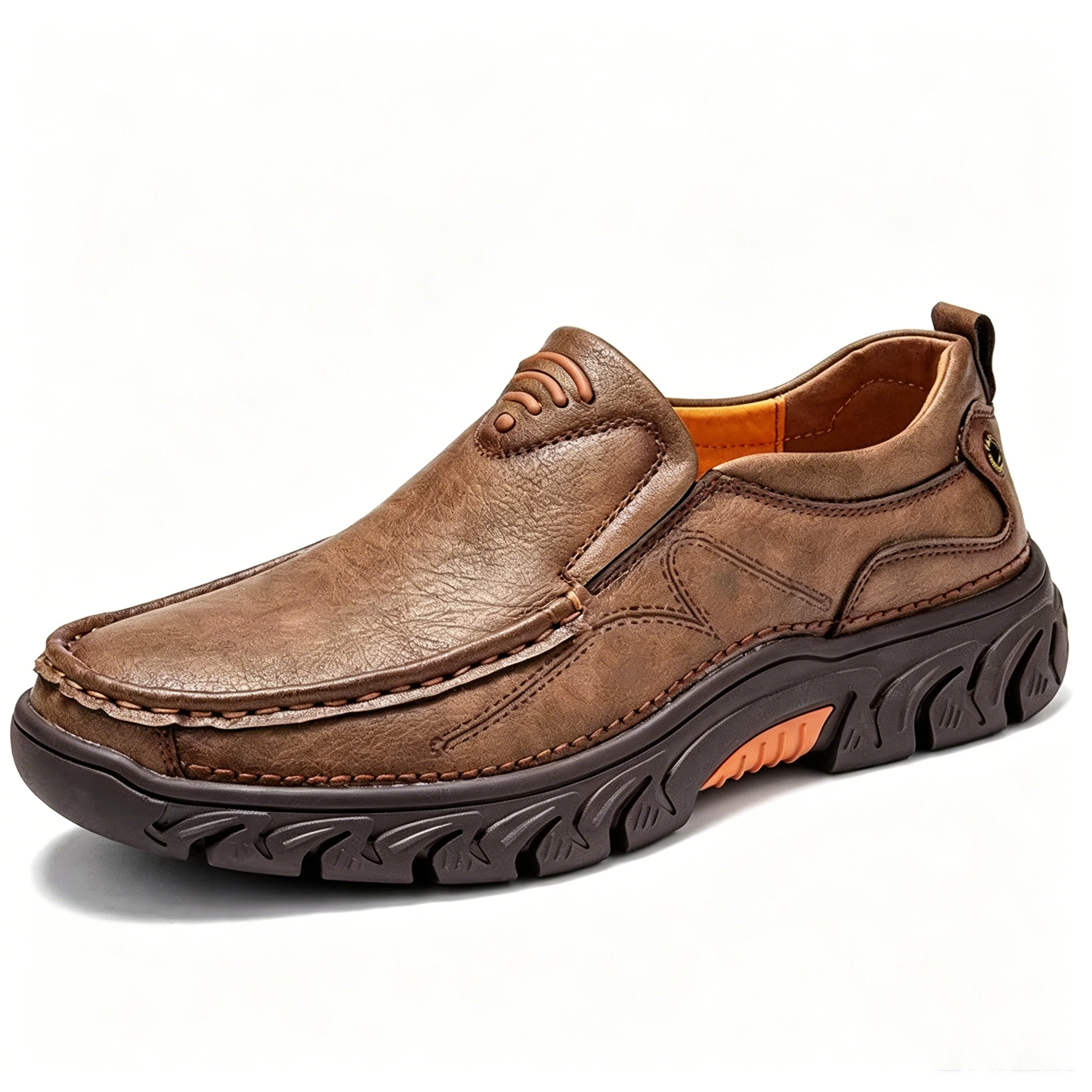 Tan Leather Sporty - Ailongcity® Slip-On Casual Shoes: Artisan Craftsmanship with Rugged Comfort for Active Lifestyles