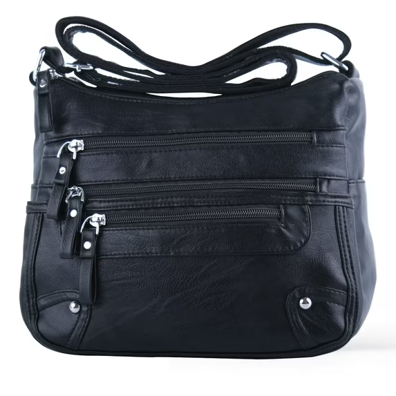 10 Pockets Crossbody Purses for Women Medium Pocketbooks Lightweight Ladies Satchel Bag Multi Pocket Shoulder Handbag