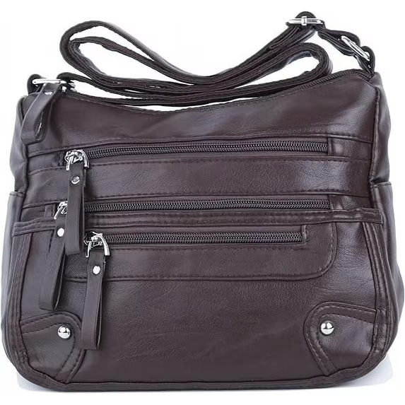 Ailongcity 10 Pockets Crossbody Purses for Women Medium Pocketbooks Lightweight Ladies Satchel Bag Multi Pocket Shoulder Handbag